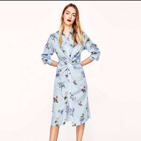 Zara Dresses & Skirts - Zara Woman Floral Shirt Dress Size Medium